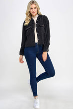 Load image into Gallery viewer, Women Corduroy Oversized Shacket, Hooded Shirt Jacket