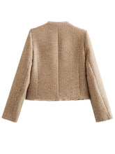 Load image into Gallery viewer, Raw Hem Pocketed Round Neck Jacket - Believe Inspire Beauty