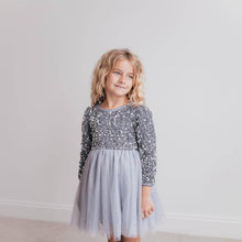 Load image into Gallery viewer, Kids Sequin Silver Holiday Fancy Sparkle Tulle Winter Dress