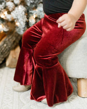 Load image into Gallery viewer, Lina Pleated Velour Bell Bottoms - Wine