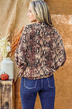 Load image into Gallery viewer, Choker Neck Dolman Sleeve Snake Print Top