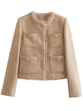 Load image into Gallery viewer, Raw Hem Pocketed Round Neck Jacket - Believe Inspire Beauty