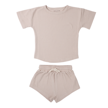 Load image into Gallery viewer, Tan Summer Waffle Toddler Top & Bottom Set