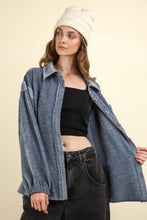 Load image into Gallery viewer, VERY J Mixed Media Button Down Raw Hem Shacket - Believe Inspire Beauty