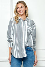 Load image into Gallery viewer, Oversize Strip Linen shirt