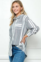 Load image into Gallery viewer, Oversize Strip Linen shirt