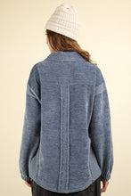 Load image into Gallery viewer, VERY J Mixed Media Button Down Raw Hem Shacket - Believe Inspire Beauty