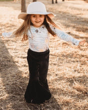 Load image into Gallery viewer, Lina Pleated Velour Bell Bottoms - Black