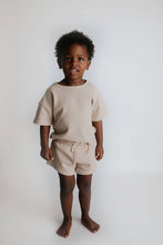 Load image into Gallery viewer, Tan Summer Waffle Toddler Top & Bottom Set