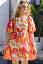 Load image into Gallery viewer, Printed Tied Back Short Sleeve Mini Dress