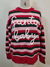 Load image into Gallery viewer, Santa Baby Chenille Letter Striped Christmas Knit Sweater