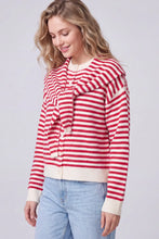 Load image into Gallery viewer, LONG SLEEVE STRIPED CARDIGAN WITH SCARF
