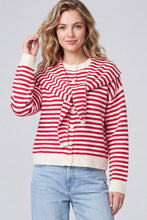 Load image into Gallery viewer, LONG SLEEVE STRIPED CARDIGAN WITH SCARF
