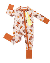 Load image into Gallery viewer, Pumpkin Spice Bamboo Baby Clothing Zip Romper