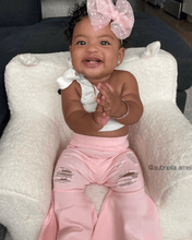 Load image into Gallery viewer, Barbie Denim Bell Bottoms - Distressed Pink