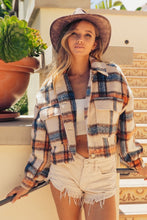 Load image into Gallery viewer, Plaid Crop Jacket with Pockets