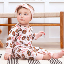 Load image into Gallery viewer, Baby Girl's Go Team Bamboo Henley Romper