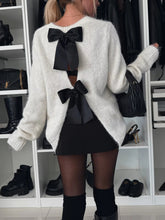 Load image into Gallery viewer, Bow Slit Back Round Neck Sweater