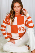 Load image into Gallery viewer, Checker and Pumpkin Knit Sweater