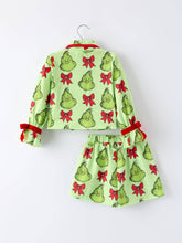 Load image into Gallery viewer, Mommy And Me Christmas Character Bow Print Girls Pajama Set - Believe Inspire Beauty