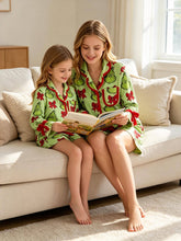 Load image into Gallery viewer, Mommy And Me Christmas Character Bow Print Girls Pajama Set - Believe Inspire Beauty