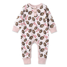 Load image into Gallery viewer, Baby Girl's Go Team Bamboo Henley Romper