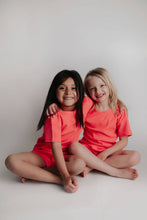 Load image into Gallery viewer, Hot Neon Pink Barbie Summer Waffle Toddler Top & Bottom Set