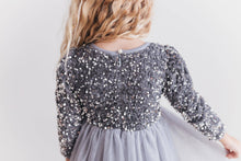 Load image into Gallery viewer, Kids Sequin Silver Holiday Fancy Sparkle Tulle Winter Dress