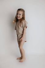 Load image into Gallery viewer, Tan Summer Waffle Toddler Top & Bottom Set