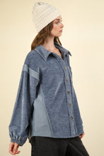 Load image into Gallery viewer, VERY J Mixed Media Button Down Raw Hem Shacket - Believe Inspire Beauty
