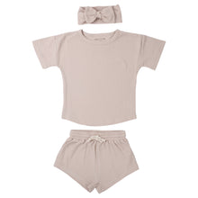 Load image into Gallery viewer, Tan Summer Waffle Toddler Top & Bottom Set