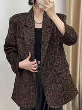 Load image into Gallery viewer, Vintage Leopard Print Oversized Blazer