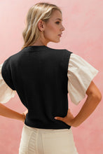 Load image into Gallery viewer, Ruffled Round Neck Short Sleeve Sweater