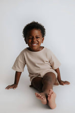Load image into Gallery viewer, Tan Summer Waffle Toddler Top & Bottom Set