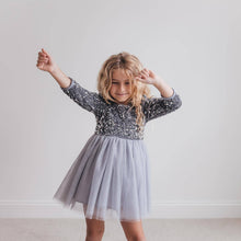Load image into Gallery viewer, Kids Sequin Silver Holiday Fancy Sparkle Tulle Winter Dress