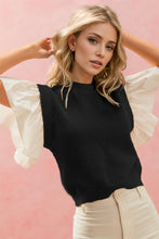Load image into Gallery viewer, Ruffled Round Neck Short Sleeve Sweater