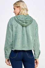 Load image into Gallery viewer, Women Corduroy Oversized Shacket, Hooded Shirt Jacket