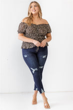 Load image into Gallery viewer, Zenobia Plus Size Frill Ruched Off-Shoulder Short Sleeve Blouse