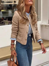 Load image into Gallery viewer, Raw Hem Pocketed Round Neck Jacket - Believe Inspire Beauty