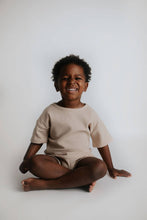 Load image into Gallery viewer, Tan Summer Waffle Toddler Top & Bottom Set