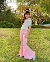 Load image into Gallery viewer, Barbie Denim Bell Bottoms - Distressed Pink