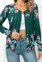 Load image into Gallery viewer, Floral Button Front Round Neck Cardigan