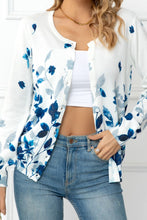 Load image into Gallery viewer, Floral Button Front Round Neck Cardigan