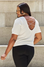 Load image into Gallery viewer, Criss Cross Pearl Detail Open Back T-Shirt