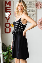 Load image into Gallery viewer, Striped Spaghetti Strap Belted Dress