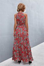 Load image into Gallery viewer, Printed Sleeveless Tie Waist Maxi Dress