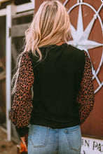 Load image into Gallery viewer, Leopard Print Long Sleeve Ribbed Knit Blouse