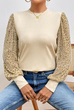 Load image into Gallery viewer, Leopard Print Long Sleeve Ribbed Knit Blouse