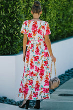 Load image into Gallery viewer, Floral Split Short Sleeve Maxi Dress