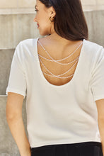 Load image into Gallery viewer, Criss Cross Pearl Detail Open Back T-Shirt